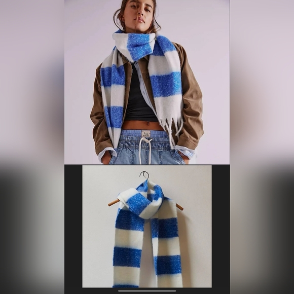 Free People Accessories - Free People royal blue and white striped Coming Home scarf NWOT